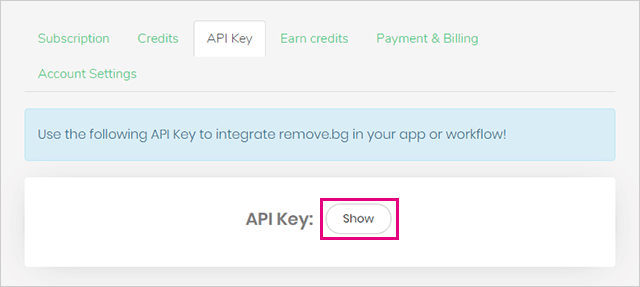 Remove.bgのAPI Keyを取得