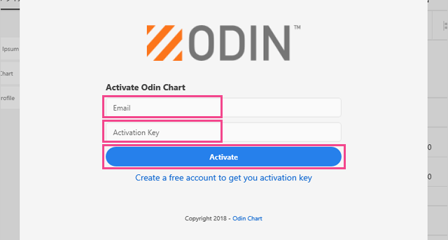 Odin ChartのActivation Key入力