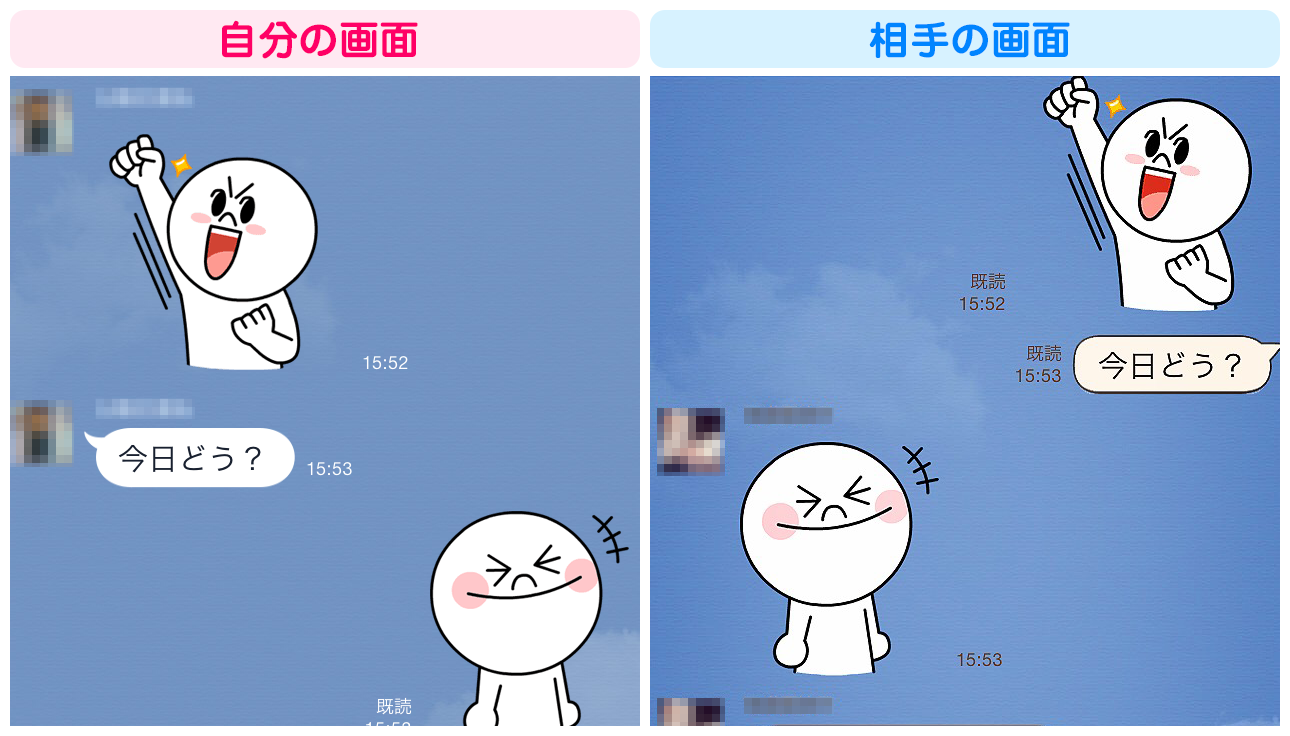 LINEの自分の画面と相手の画面