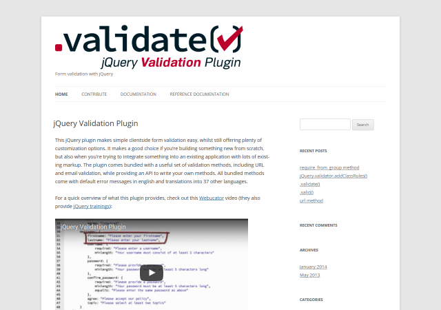 入力フォームのバリデーション機能を簡単に実装できるjQuery Validation Plugin