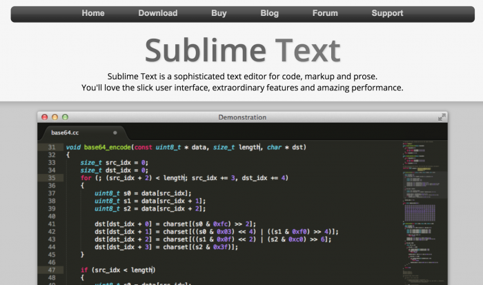 恋に落ちるエディタSublime