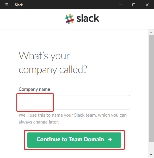 チャットツールSlackに会社名を入力