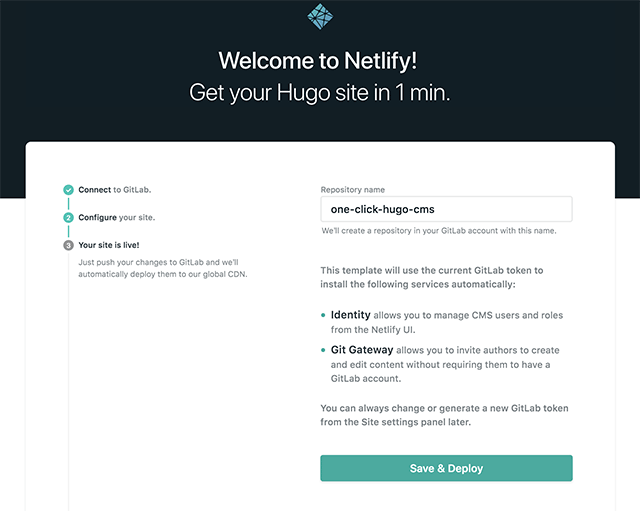 Netlifyでサイトを生成しデプロイ