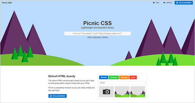 SCSSで書かれたCSSフレームワークPicnic CSS