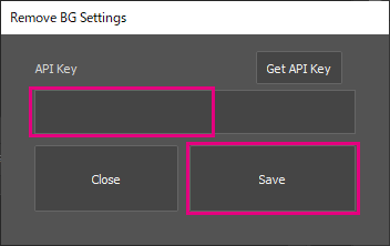 Remove.bgのAPIキーを入力