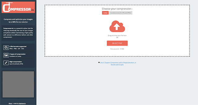 オンライン画像圧縮サービスCompressor.io