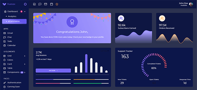 Vuesax Vuejs - Vuejs Admin Dashboard Template