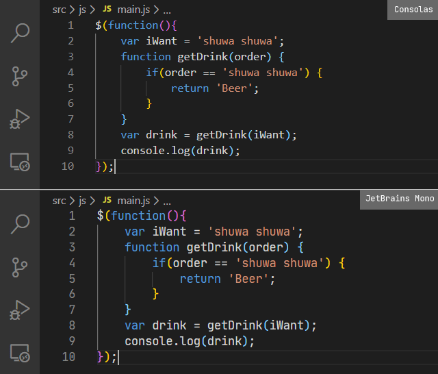 JetBrains Monoの見た目