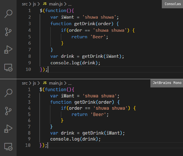 JetBrains Monoのフォントサイズを13ピクセルに変更